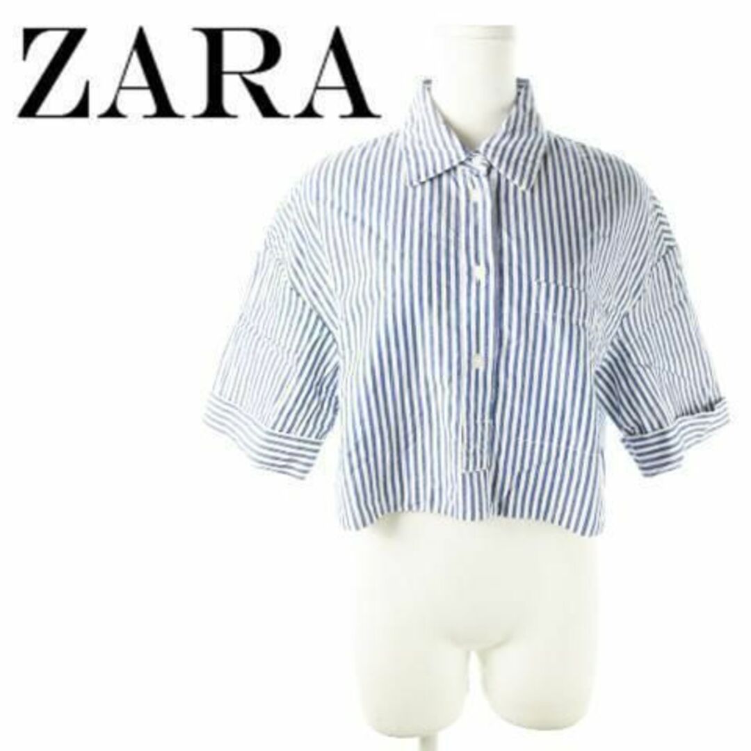 ZARA(ザラ)のザラ 五分袖シャツ ショート丈 キルティング 厚手 S 230426AO15A レディースのトップス(シャツ/ブラウス(半袖/袖なし))の商品写真