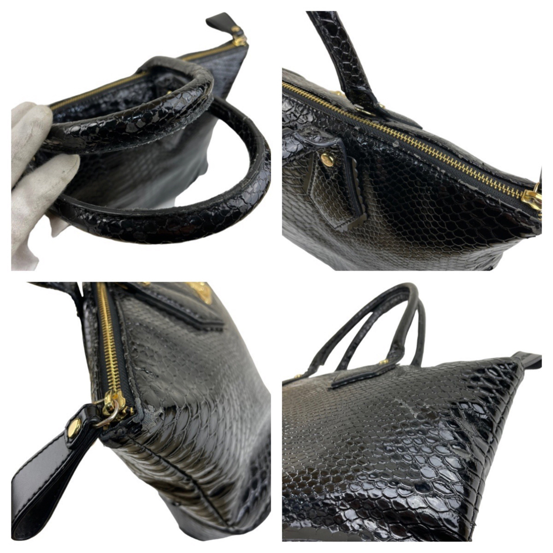 Vivienne Westwood(ヴィヴィアンウエストウッド)のヴィヴィアンウエストウッド　ハンドバッグ　オーブ　クロコ型押し　レザー　黒 レディースのバッグ(ハンドバッグ)の商品写真