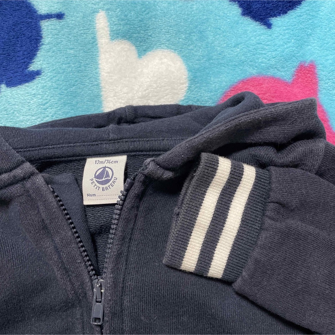 PETIT BATEAU(プチバトー)のプチバトー パーカー トレーナー 12m 74cm キッズ/ベビー/マタニティのベビー服(~85cm)(ジャケット/コート)の商品写真