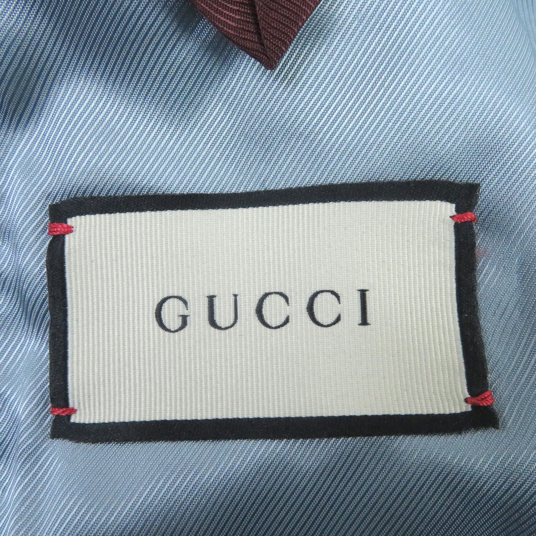 Gucci(グッチ)の極美品□GUCCI グッチ 521889 タイガーヘッド チェック 総柄 シングル ブレザー テーラードジャケット ネイビー 46 ハンガー・ガーメント付き イタリア製 正規品 メンズ メンズのジャケット/アウター(テーラードジャケット)の商品写真