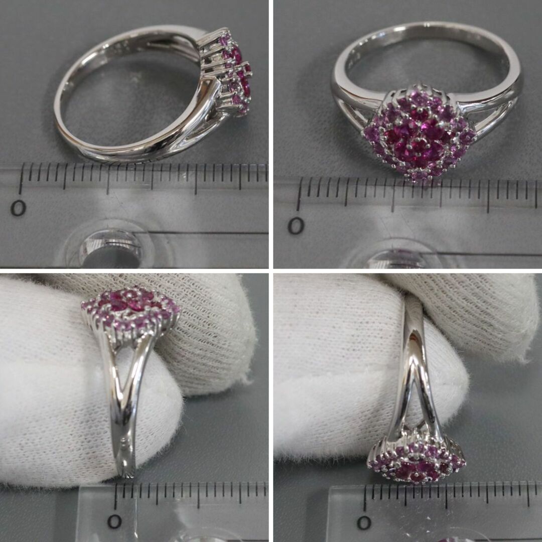 K18WGルビーピンクサファイアリング R0.36 S0.36 5.2g #15 レディースのアクセサリー(リング(指輪))の商品写真