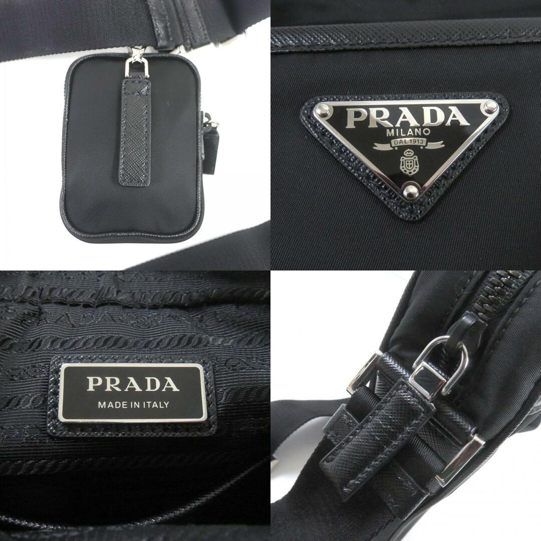 PRADA(プラダ)の極美品□PRADA プラダ 2VH112 Re-Nylon サフィアーノレザー トライアングルロゴ ポーチ付き ショルダーバッグ ブラック イタリア製 メンズ メンズのバッグ(ショルダーバッグ)の商品写真