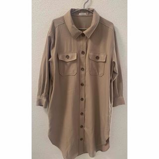 ロングシャツ　コーディガン　ブラウン　L(その他)