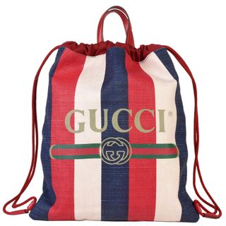 Gucci - グッチ GUCCI ドローストリング リュック デイパック バックパック キャンバス レザー 473872 マルチカラー レディース【中古】