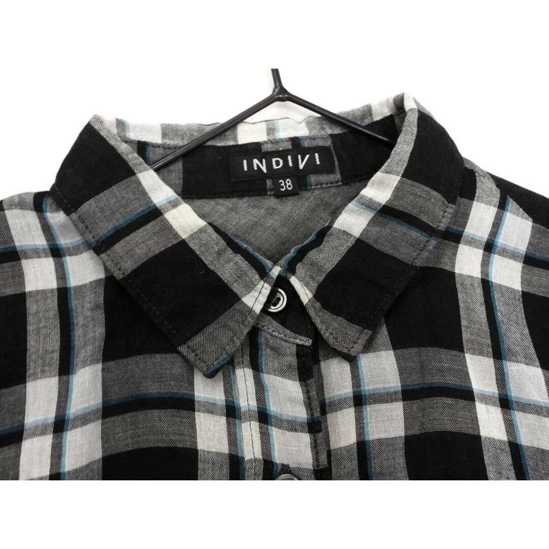 INDIVI(インディヴィ)のインディヴィ チェック シャツ size38/黒 ■◇ レディース レディースのトップス(シャツ/ブラウス(長袖/七分))の商品写真