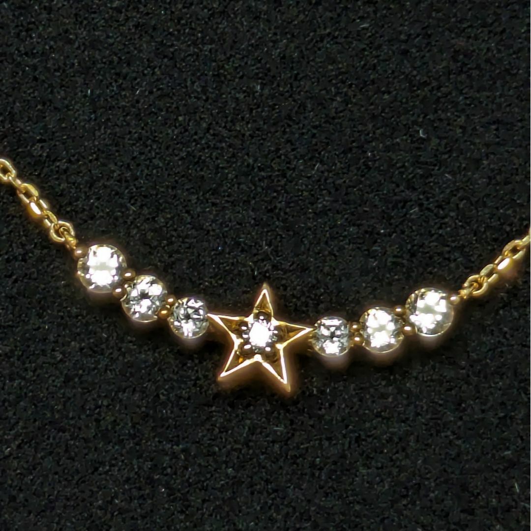 STAR JEWELRY(スタージュエリー)の817スタージュエリーダイヤ色石ネックレスK10YGイエローゴールド0.01ct レディースのアクセサリー(ネックレス)の商品写真