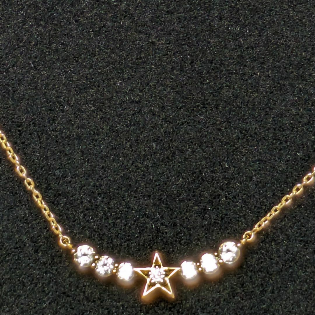 STAR JEWELRY(スタージュエリー)の817スタージュエリーダイヤ色石ネックレスK10YGイエローゴールド0.01ct レディースのアクセサリー(ネックレス)の商品写真