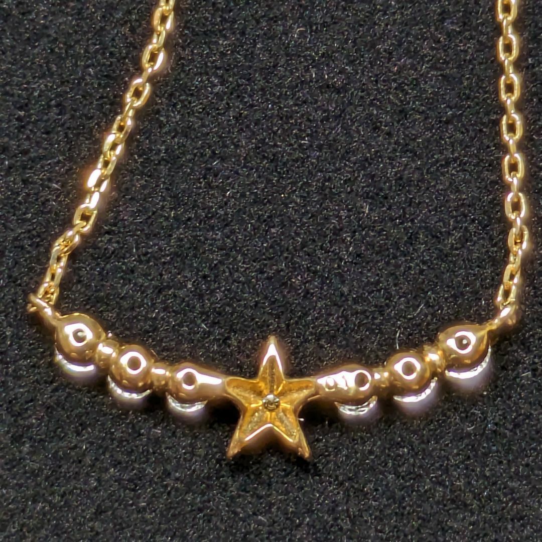 STAR JEWELRY(スタージュエリー)の817スタージュエリーダイヤ色石ネックレスK10YGイエローゴールド0.01ct レディースのアクセサリー(ネックレス)の商品写真