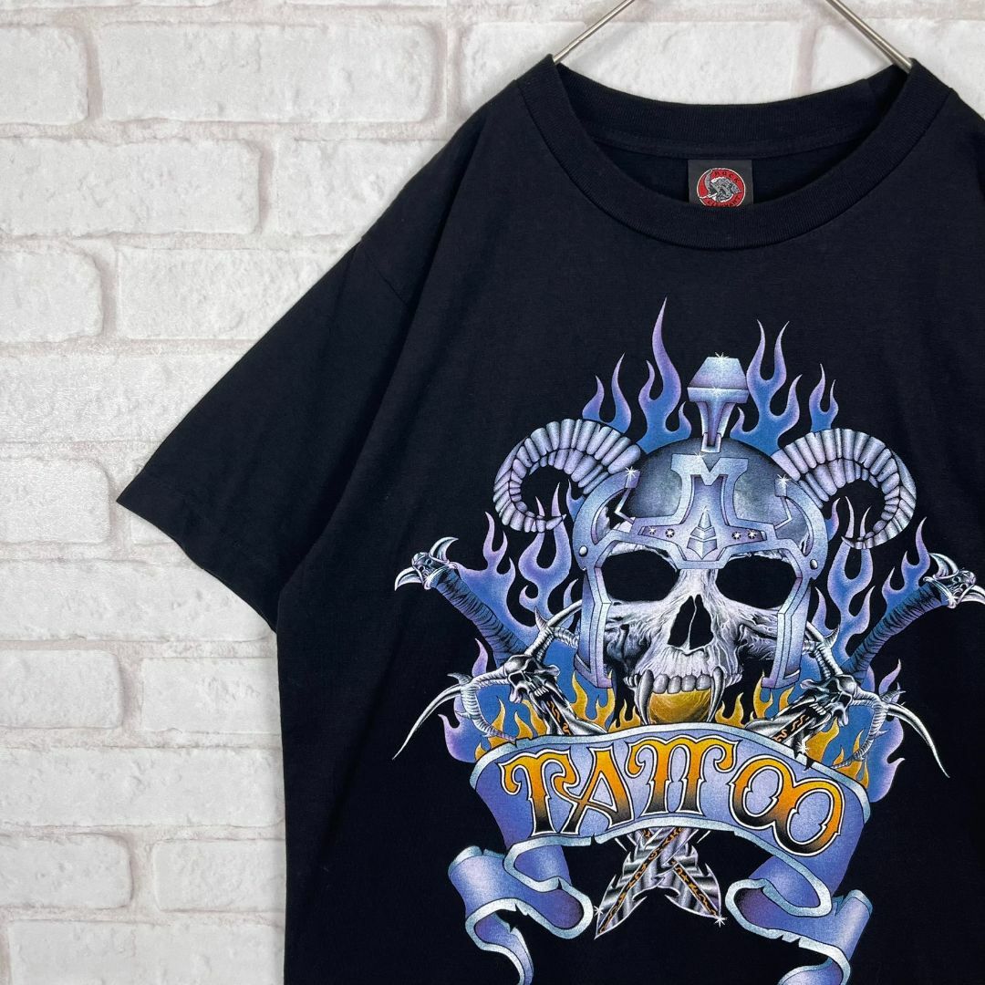 VINTAGE(ヴィンテージ)のTATOO タトゥー Tシャツ 両面プリント スカル 骸骨 どくろ メンズのトップス(Tシャツ/カットソー(半袖/袖なし))の商品写真