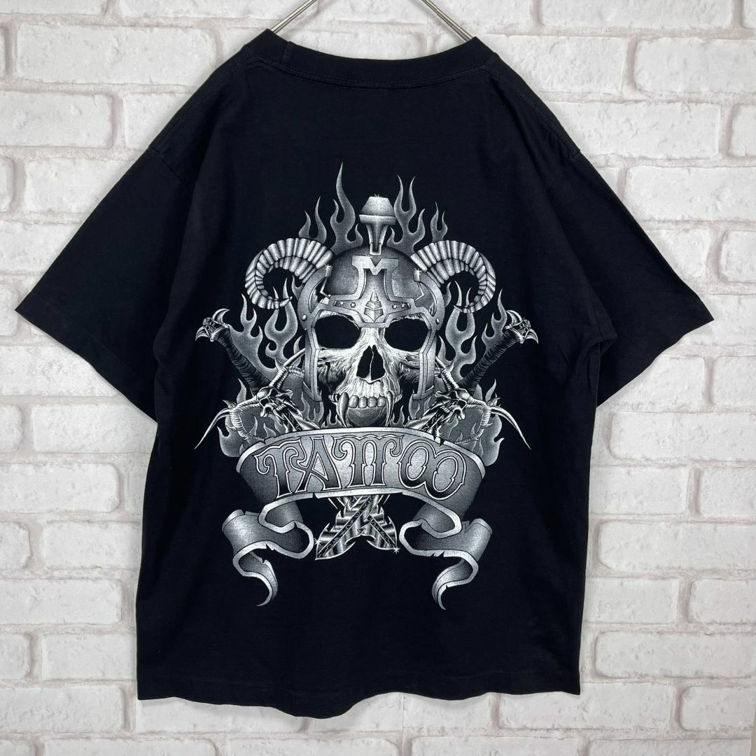 VINTAGE(ヴィンテージ)のTATOO タトゥー Tシャツ 両面プリント スカル 骸骨 どくろ メンズのトップス(Tシャツ/カットソー(半袖/袖なし))の商品写真