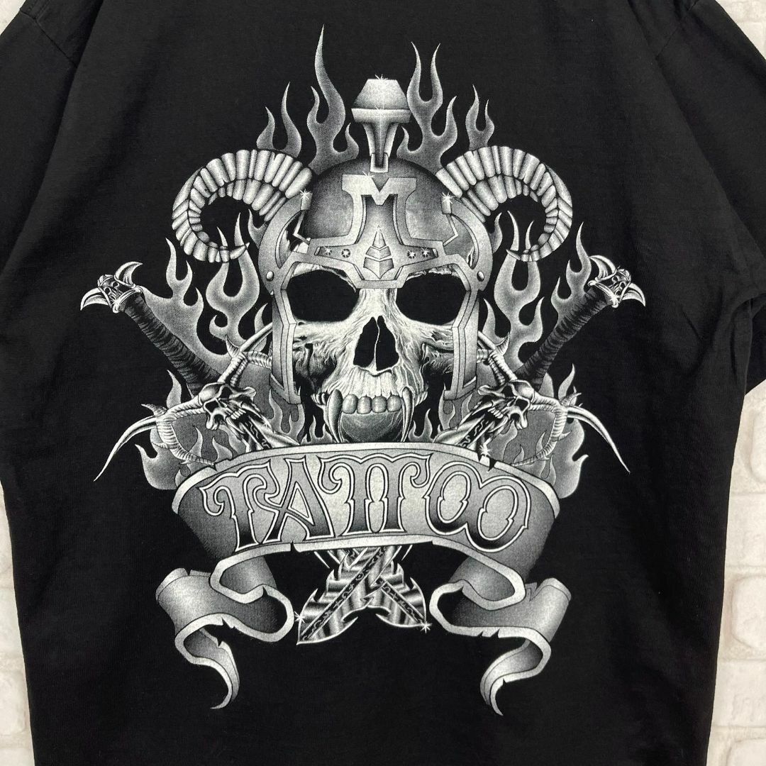 VINTAGE(ヴィンテージ)のTATOO タトゥー Tシャツ 両面プリント スカル 骸骨 どくろ メンズのトップス(Tシャツ/カットソー(半袖/袖なし))の商品写真