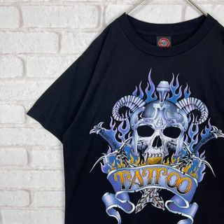 ヴィンテージ(VINTAGE)のTATOO タトゥー Tシャツ 両面プリント スカル 骸骨 どくろ(Tシャツ/カットソー(半袖/袖なし))