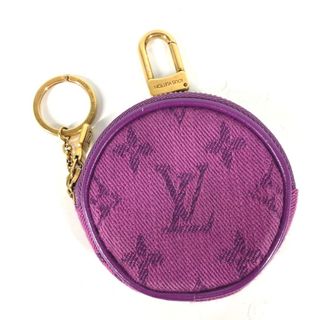 ルイヴィトン(LOUIS VUITTON)のルイヴィトン LOUIS VUITTON ラウンドポーチ  M68291  モノグラムデニム バッグチャーム コインケース 財布 キーホルダー モノグラムデニム パープル 美品(キーホルダー)