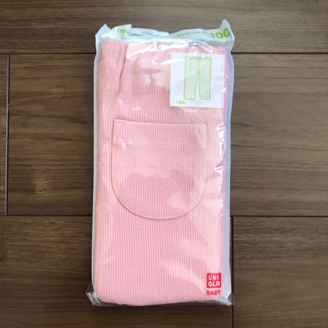 UNIQLO(ユニクロ)の新品 UNIQLO レギンス 100cm ピンク レギュラーフィットリブ10部丈 キッズ/ベビー/マタニティのキッズ服女の子用(90cm~)(パンツ/スパッツ)の商品写真