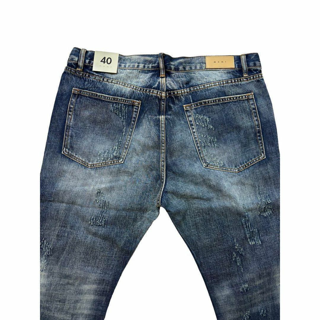【希少】mnml ミニマル ダメージ チェーン ストレート デニムパンツ W40 メンズのパンツ(デニム/ジーンズ)の商品写真