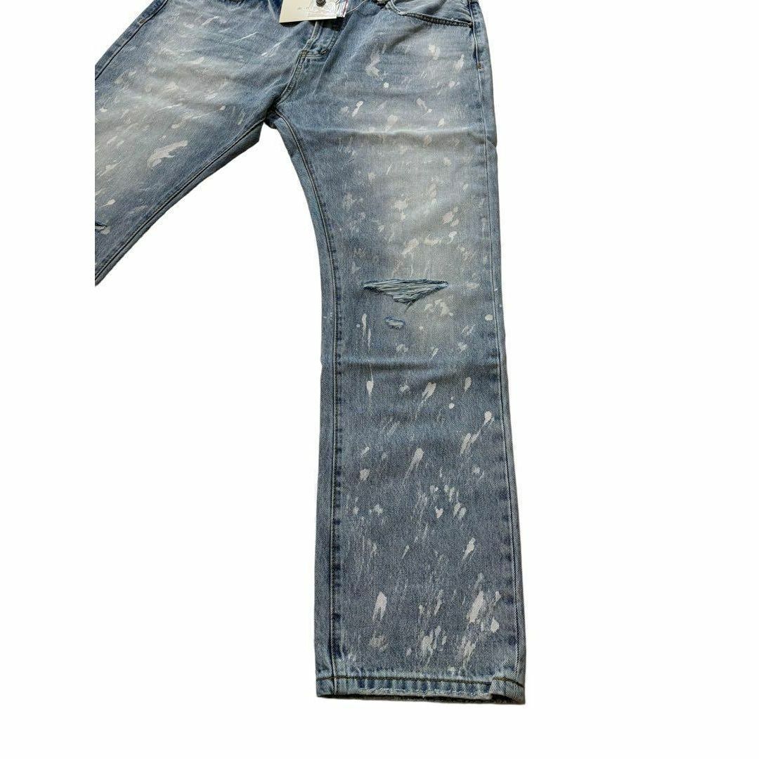 【希少】mnml ミニマル ダメージ ストレート デニム パンツ ブルー W40 メンズのパンツ(デニム/ジーンズ)の商品写真