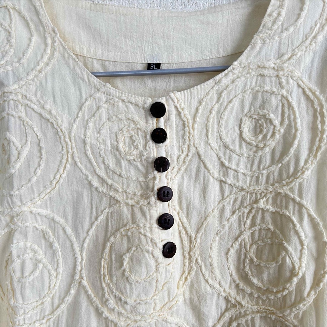 美品 レディース　半袖　ブラウス　3L XXXL 大きいサイズ　綿　ゆったり レディースのトップス(シャツ/ブラウス(半袖/袖なし))の商品写真