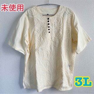 美品 レディース　半袖　ブラウス　3L XXXL 大きいサイズ　綿　ゆったり(シャツ/ブラウス(半袖/袖なし))