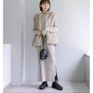 ミスティック(mystic)の美品　新品 mystic カットアウトワンピース ロングワンピース リブニット(ロングワンピース/マキシワンピース)