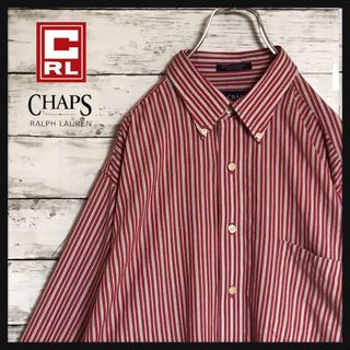 チャップス(CHAPS)の【美品】チャップス☆ストライプシャツ　ゆるだぼ　赤　E57(シャツ)