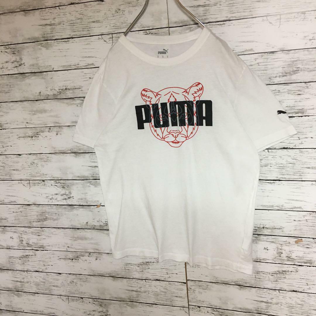 PUMA(プーマ)の【美品ピューマプリントBIGロゴ】プーマ　半袖プリントTシャツ　白M K282 メンズのトップス(Tシャツ/カットソー(半袖/袖なし))の商品写真