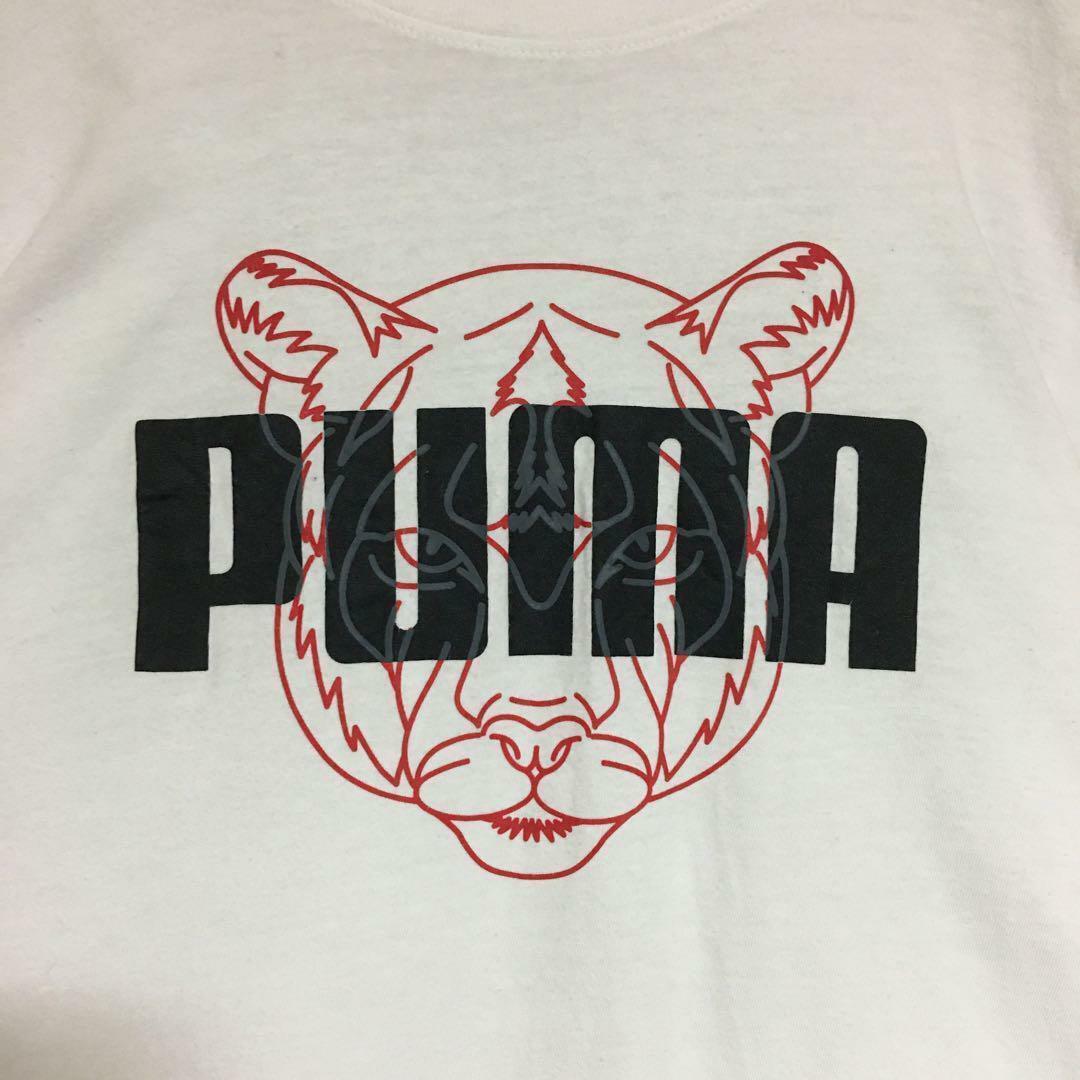 PUMA(プーマ)の【美品ピューマプリントBIGロゴ】プーマ　半袖プリントTシャツ　白M K282 メンズのトップス(Tシャツ/カットソー(半袖/袖なし))の商品写真