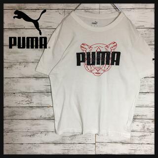 PUMA - 【美品ピューマプリントBIGロゴ】プーマ　半袖プリントTシャツ　白M K282