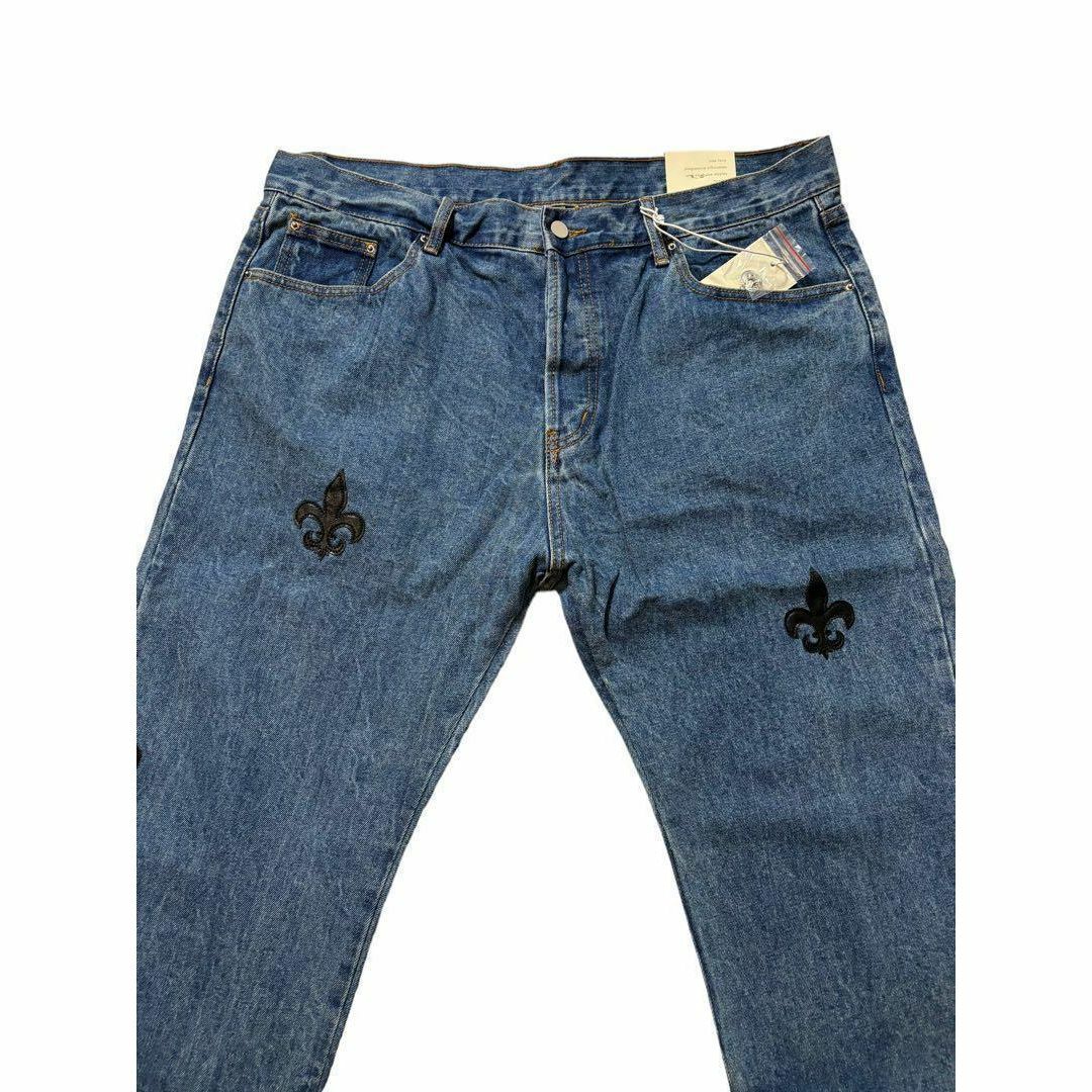 【新品】mnml ミニマル フルールパッチ ストレート デニム ブルー W40 メンズのパンツ(デニム/ジーンズ)の商品写真