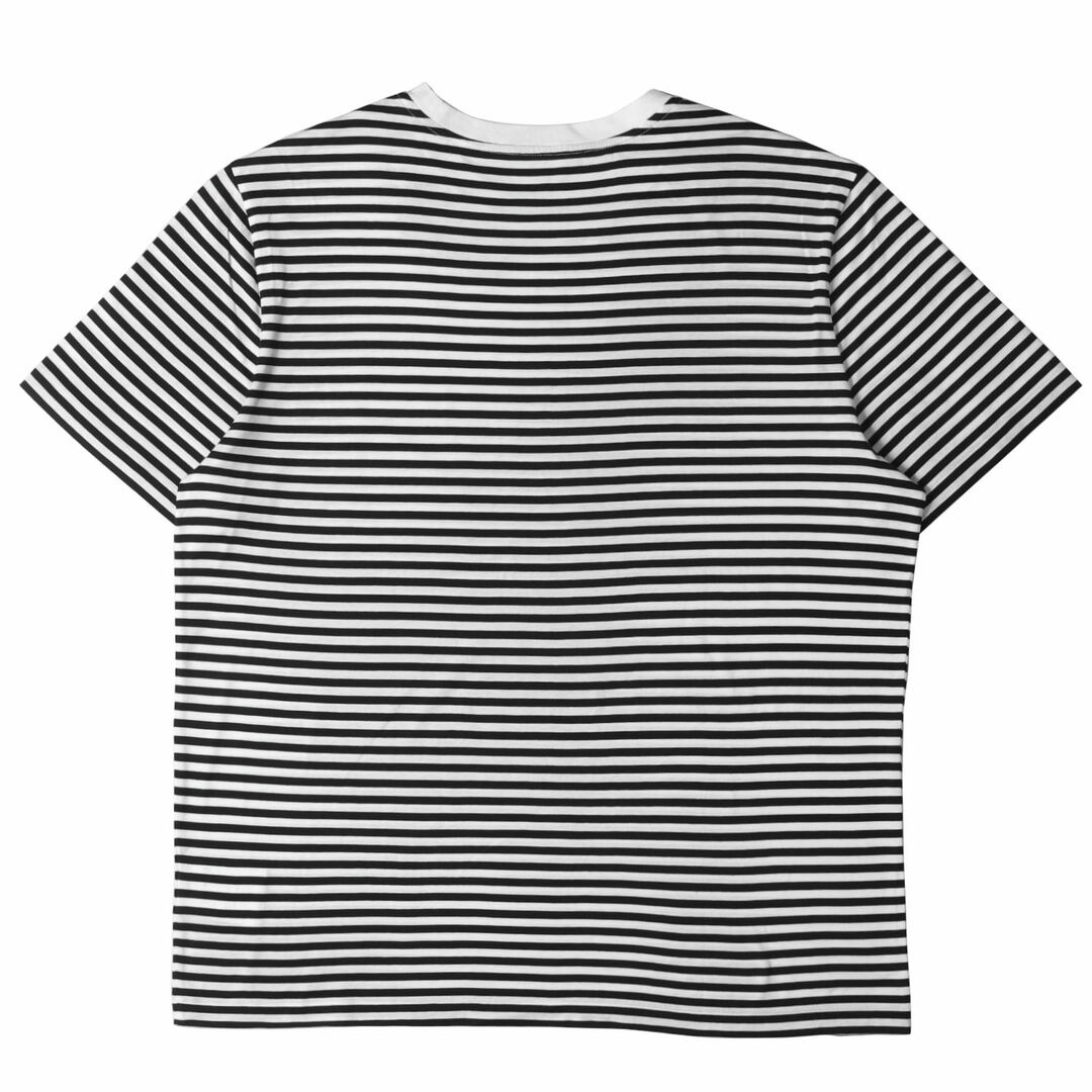 MONCLER(モンクレール)のMONCLER モンクレール Tシャツ サイズ:XL 21SS 銀箔ロゴ プリント ボーダー リンガーネック MAGLIA T-SHIRT G10918C7E010 829GR ブラック ホワイト 黒白 トップス カットソー 半袖 【メンズ】【中古】【美品】 メンズのトップス(Tシャツ/カットソー(半袖/袖なし))の商品写真