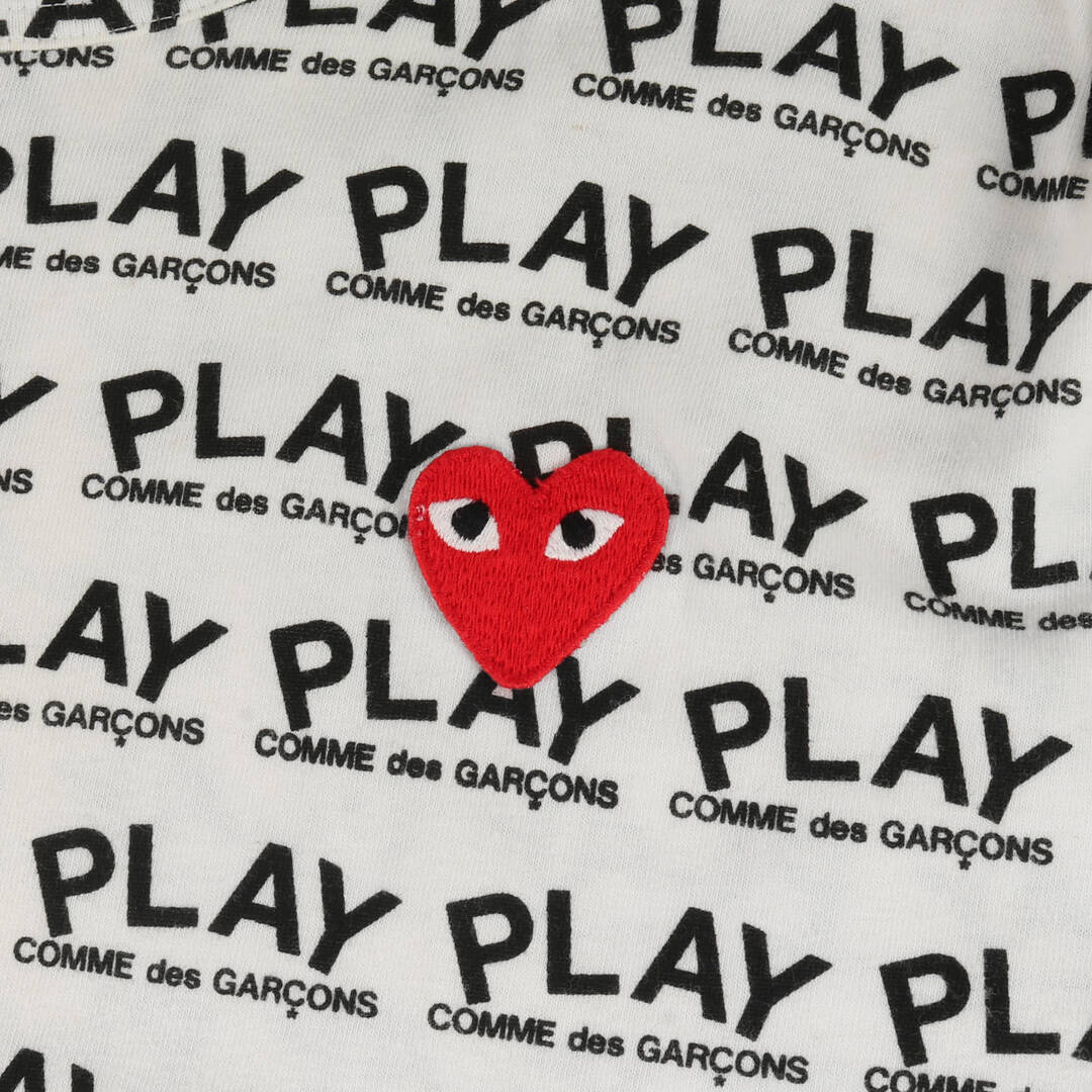 COMME des GARCONS(コムデギャルソン)のCOMME des GARCONS コムデギャルソン Tシャツ サイズ:M プレイ ハートワッペン ロゴ総柄 AZ-T036 クルーネック PLAY AD2005 ホワイト 白 日本製 トップス カットソー 半袖 【メンズ】【中古】 メンズのトップス(Tシャツ/カットソー(半袖/袖なし))の商品写真