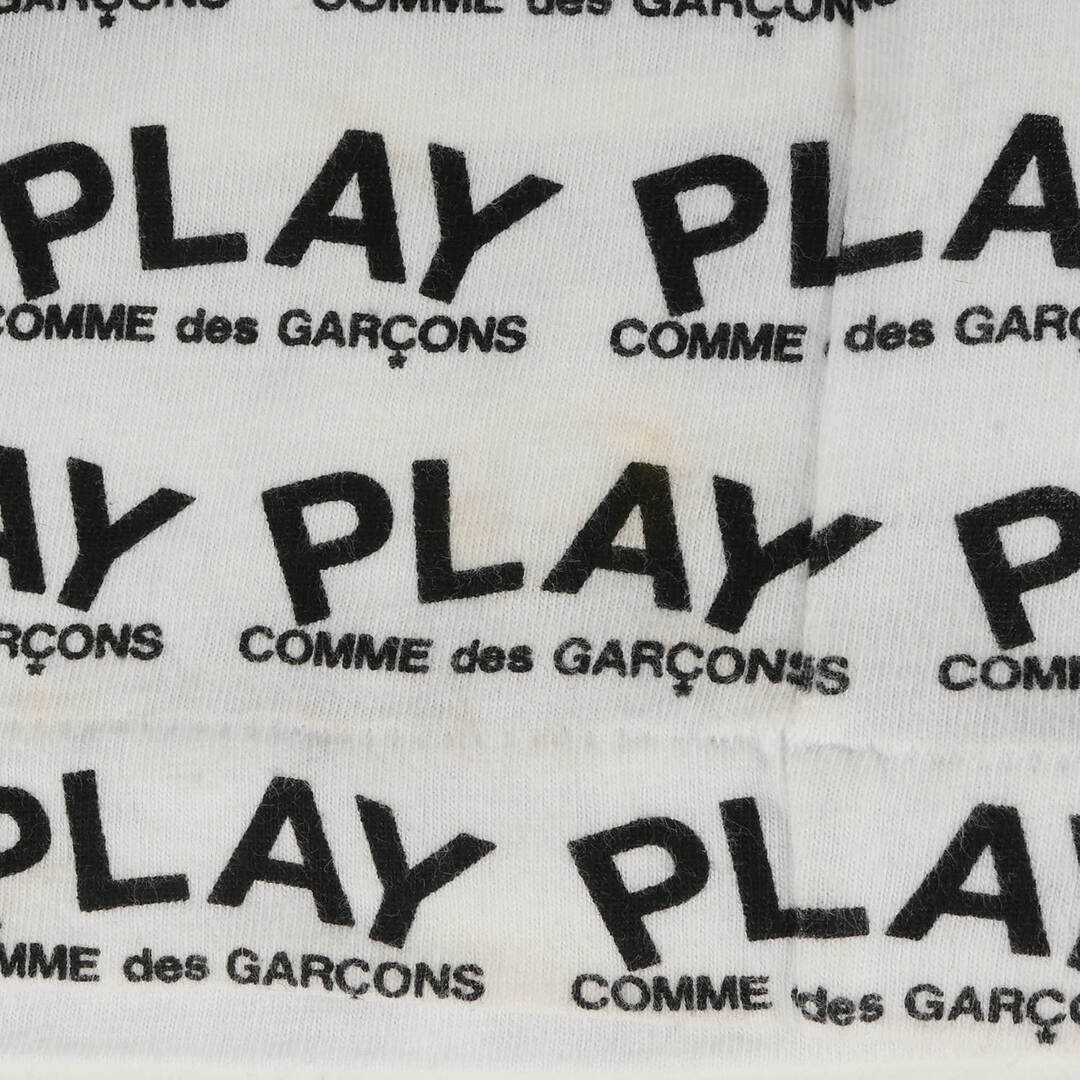 COMME des GARCONS(コムデギャルソン)のCOMME des GARCONS コムデギャルソン Tシャツ サイズ:M プレイ ハートワッペン ロゴ総柄 AZ-T036 クルーネック PLAY AD2005 ホワイト 白 日本製 トップス カットソー 半袖 【メンズ】【中古】 メンズのトップス(Tシャツ/カットソー(半袖/袖なし))の商品写真