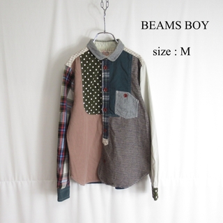 BEAMS BOY - BEAMS BOY クレイジー柄 プルオーバー シャツ デザイン トップス M