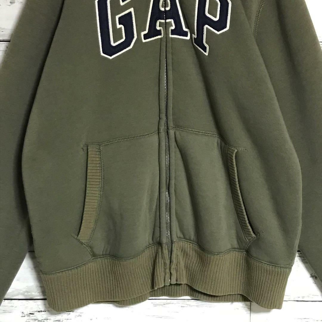 GAP(ギャップ)の【希少ヴィンテージ】ギャップ　裏ボアパーカー　人気カーキ　刺繍ロゴ　A914 メンズのトップス(パーカー)の商品写真