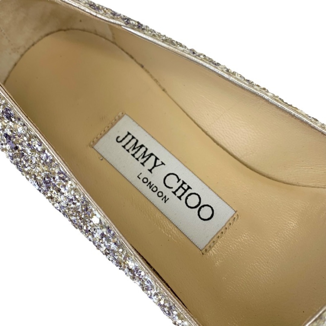 JIMMY CHOO(ジミーチュウ)のジミーチュウ JIMMY CHOO Gala フラットパンプス フラットシューズ 靴 シューズ リボン グリッター シルバー レディースの靴/シューズ(ハイヒール/パンプス)の商品写真