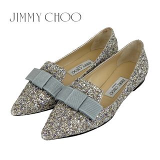 ジミーチュウ(JIMMY CHOO)のジミーチュウ JIMMY CHOO Gala フラットパンプス フラットシューズ 靴 シューズ リボン グリッター シルバー(ハイヒール/パンプス)