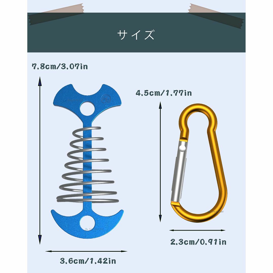 【色: あお10個】NACETURE ウッドデッキ ペグ 自在金具 キャンプ キ スポーツ/アウトドアのアウトドア(テント/タープ)の商品写真