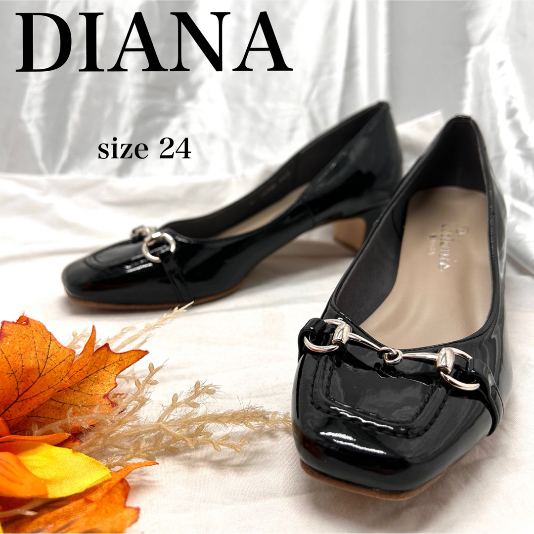 DIANA(ダイアナ)の【未使用級】ダイアナ　エナメルビットパンプス　チャンキーヒール レディースの靴/シューズ(ハイヒール/パンプス)の商品写真