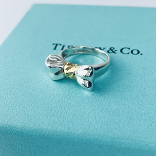 ティファニー(Tiffany & Co.)の美品 ティファニー 指輪 リング 925/750 リボン 6号(リング(指輪))