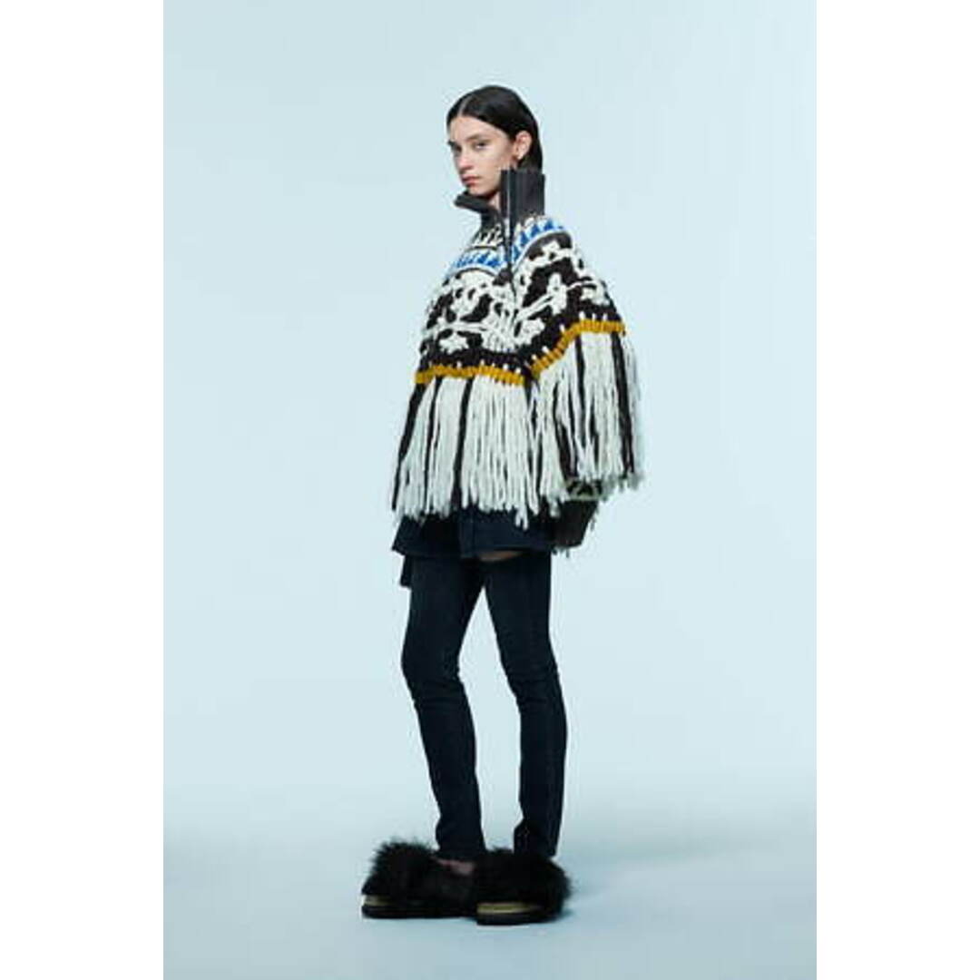 sacai(サカイ)の極美品☆Sacai サカイ 2022年製 22-06283 プレフォール コレクション フリンジ付 ポンチョ風 ニットブルゾン マルチカラー 1 正規品 レディース レディースのジャケット/アウター(ブルゾン)の商品写真