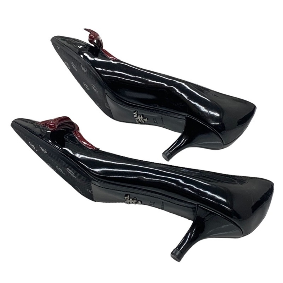 PRADA(プラダ)のプラダ PRADA パンプス 靴 シューズ リボン パテント ブラック ボルドー レディースの靴/シューズ(ハイヒール/パンプス)の商品写真