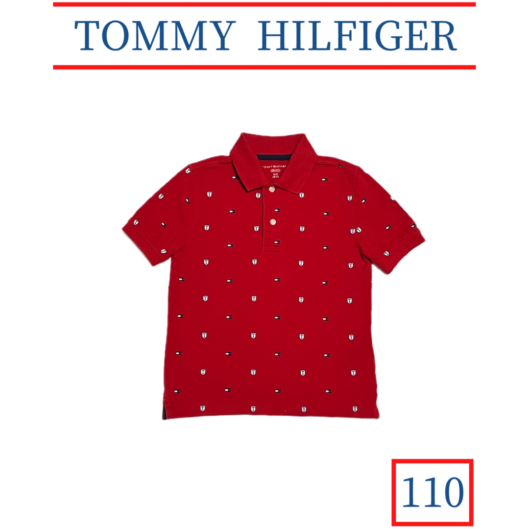 TOMMY HILFIGER(トミーヒルフィガー)の◆TOMMY HILFIGER/トミーヒルフィガー 総柄 ポロシャツ 110 キッズ/ベビー/マタニティのキッズ服男の子用(90cm~)(Tシャツ/カットソー)の商品写真