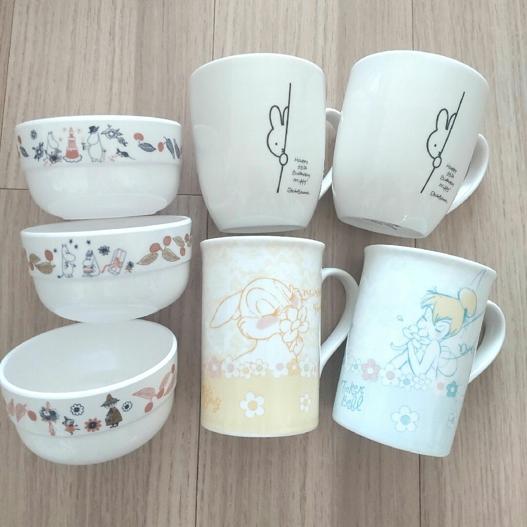 miffy(ミッフィー)のDisney　MOOMIN　miffy　マグカップ　スタッキング小鉢　まとめ売り インテリア/住まい/日用品のキッチン/食器(グラス/カップ)の商品写真