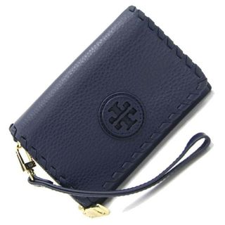 Tory Burch -  トリーバーチ 二つ折り財布 ネイビー ゴールド金具 中古