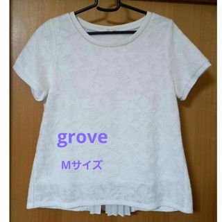 グローブ(grove)のgrove　 レディース　半袖カットソー　レース　M　白(カットソー(半袖/袖なし))