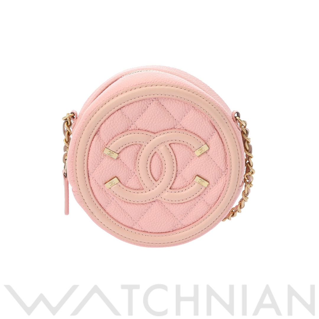 CHANEL(シャネル)の中古 シャネル CHANEL AP0365 28番台 レディース ショルダーバッグ マトラッセ ピンク /ゴールド金具 キャビアスキン レディースのバッグ(ショルダーバッグ)の商品写真