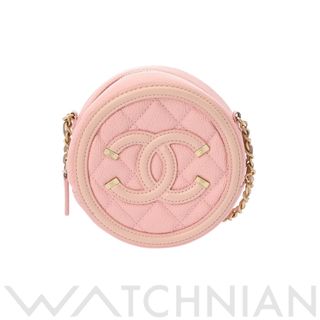 CHANEL - 中古 シャネル CHANEL AP0365 28番台 レディース ショルダーバッグ マトラッセ ピンク /ゴールド金具 キャビアスキン