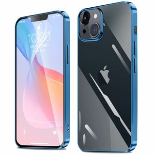 【色: ブルー】iPhone14 用 ケース クリア 透明 アイフォン14 カバ(その他)