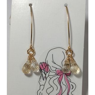 シトリン　ドロップ　ピアス(ピアス)