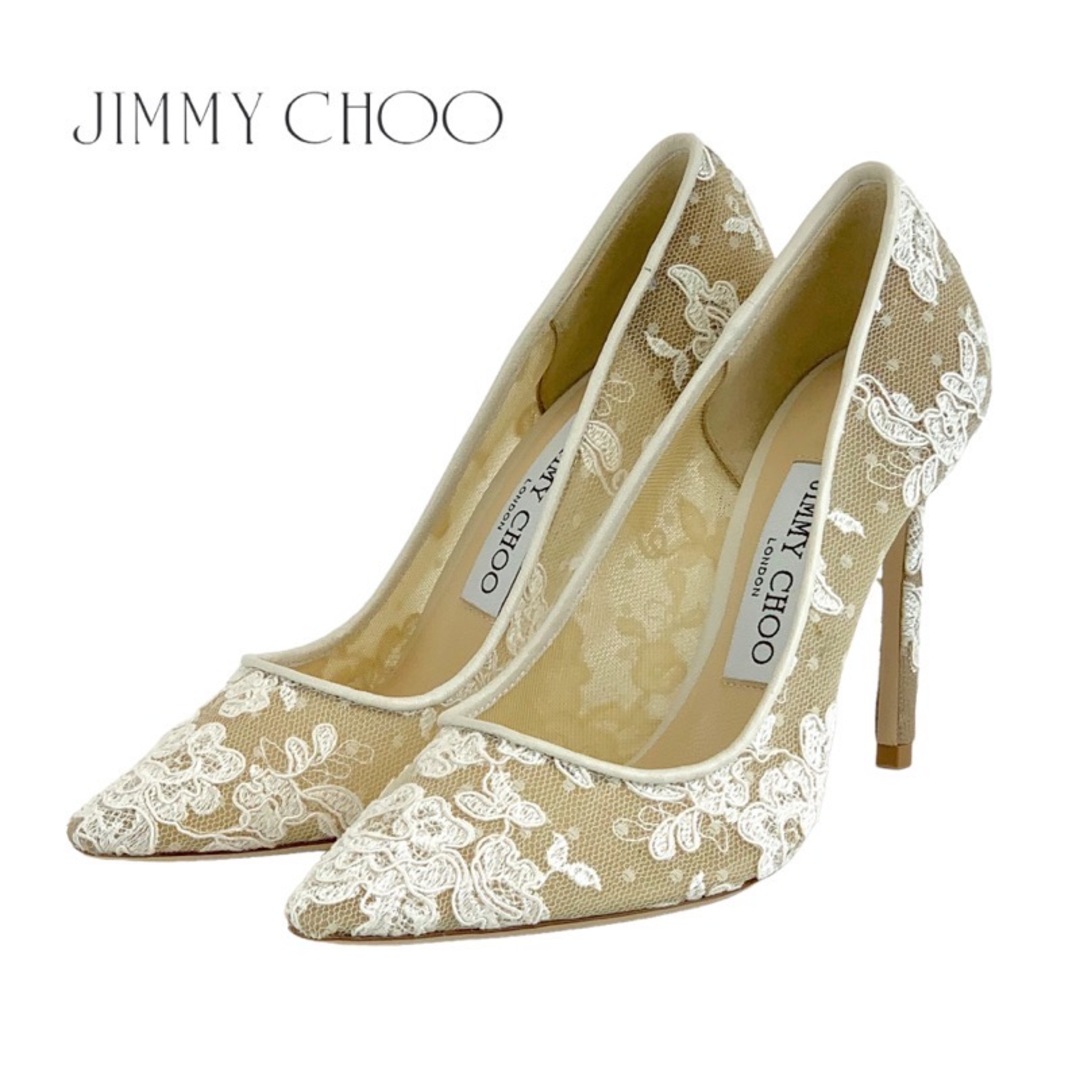 JIMMY CHOO(ジミーチュウ)の未使用 ジミーチュウ JIMMY CHOO パンプス ウェデイングシューズ パーティーシューズ フォーマルシューズ 靴 レース ホワイト レディースの靴/シューズ(ハイヒール/パンプス)の商品写真