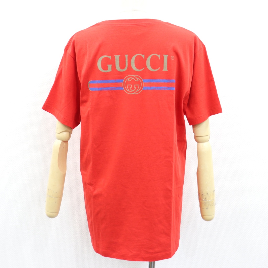 Gucci(グッチ)のIT9TOWL622SO グッチ Tシャツ 493117 GGロゴ プリント シェリーライン 半袖 赤 レッド クルーネック メンズ サイズ M メンズのトップス(Tシャツ/カットソー(半袖/袖なし))の商品写真